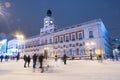 Puerta del Sol in Madrid on a cold winter night