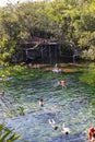 Puerto Adventuras , Quintana Roo, Mexico, March 2nd, 2023: Cenote Azul on a busy day