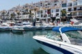 PUERTO BANUS ANDALUCIA/SPAIN - MAY 26 : View of Boats in the Harbour at Porto Banus Spain on May 26, 2016. Unidentified people Royalty Free Stock Photo