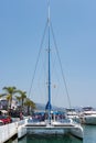 PUERTO BANUS ANDALUCIA/SPAIN - MAY 26 : View of a Catamaran in t Royalty Free Stock Photo