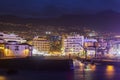 Puerto de la Cruz at night and Teide in the background Royalty Free Stock Photo