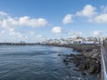 Puerto de las Nieves, Agaete, Gran Canaria, Canary Islands, Spain December 17, 2020: View of the port and the volcanic Royalty Free Stock Photo