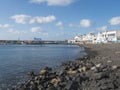 Puerto de las Nieves, Agaete, Gran Canaria, Canary Islands, Spain December 17, 2020: View of the port and the volcanic Royalty Free Stock Photo