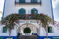 Bougainvillea on a building in the harbour of Puerto de Mogan Gran