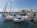 Puerto de Mogan, Gran Canaria, Canary Islands, Spain December 18, 2020: Marina with sailing ships and boats and colorful Royalty Free Stock Photo