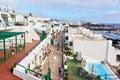 cottages of Puerto del Carmen town on the coast of Atlantic Ocean Royalty Free Stock Photo