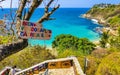 Stone bricks trail with paintings to beach Carrizalillo Puerto Escondido