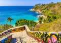 Stone bricks trail with paintings to beach Carrizalillo Puerto Escondido