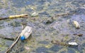 Dirty green polluted and garbage river in Puerto Escondido Mexico