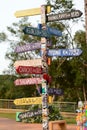 Touristic sign at Hito Tres Fronteras. Puerto Iguazu. Misiones. Argentina Royalty Free Stock Photo