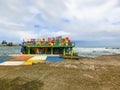 Puerto Limon, Costa Rica - December 8, 2019: The colorful welcome sign at Port Limon