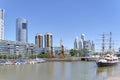 Puerto Madero, Buenos Aires, Argentina with Frigate ARA Presidente Sarmiento Royalty Free Stock Photo