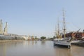 Puerto Madero, Buenos Aires, Argentina with Frigate ARA Presidente Sarmiento Royalty Free Stock Photo