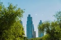 Puerto Madero buildings framed by nature, green trees Royalty Free Stock Photo