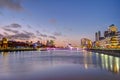 Puerto Madero and the Puente de la mujer in Buenos Aires at sunset Royalty Free Stock Photo