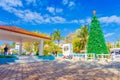 Puerto Morelos, Mexico - January 10, 2018: Outdoor view of a huge christmast tree in the park in Puerto Morelos, Yucatan Royalty Free Stock Photo