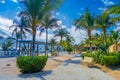 Puerto Morelos, Mexico - January 10, 2018: Unidentified people walking in the pier of Puerto Morelos in Mayan Riviera Royalty Free Stock Photo