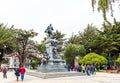 PUERTO NATALES, CHILE - JANUARY 11, 2018: View of the monument to Ferdinand Magellan aka Fernando de Magallanes.