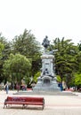 PUERTO NATALES, CHILE - JANUARY 11, 2018: View of the monument to Ferdinand Magellan aka Fernando de Magallanes.