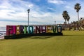 Puerto Nuevo, Mexico September 10, 2023: Sign for the town of Puerto Nuevo on the shores of the Pacific Ocean.