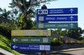 Puerto Palata, Dominican Republic - February 20, 2024 - The colorful directional signs on the top of Mount Isabel DeTorres