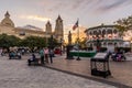 PUERTO PLATA, DOMINICAN REPUBLIC - DECEMBER 12, 2018: Evening at Parque Central square in Puerto Plata, Dominican Republ