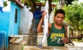 Puerto Plata, Dominican Republic, daily life at the market in latin american food street, with sellers and customers Royalty Free Stock Photo