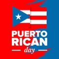 Puerto Rican Day. National happy holiday. Festival and parade. Independence and freedom. Puerto Rico flag. Latin american