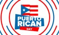 Puerto Rican Day. National happy holiday. Festival and parade. Independence and freedom. Puerto Rico flag. Latin american