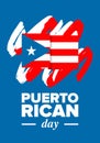 Puerto Rican Day. National happy holiday. Festival and parade. Independence and freedom. Puerto Rico flag. Latin american
