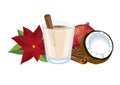 Coquito coconut eggnog drink icon vector