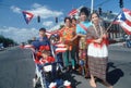 A Puerto Rican family with their national flag