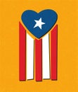 Puerto Rican flag with blue area forming a heart shape.