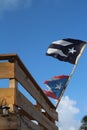 Flags show spirit of Puerto Rican people after Hurricanes Irma and Maria. Royalty Free Stock Photo