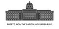 Puerto Rico, The Capitol Of Puerto Rico, travel landmark vector illustration Royalty Free Stock Photo