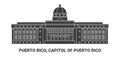 Puerto Rico, Capitol Of Puerto Rico, travel landmark vector illustration