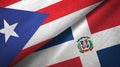 Puerto Rico and Dominican Republic two flags textile cloth, fabric texture