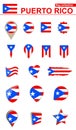 Puerto Rico Flag Collection. Big set for design Royalty Free Stock Photo