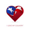 Puerto Rico flag in heart. I love my country. sign. Vector.