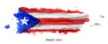 Puerto rico flag and map watercolor painting design . Realistic drawing country shape . White isolated background . Vector