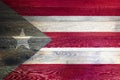 Puerto rico flag on rustic old wood surface background Royalty Free Stock Photo