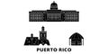 Puerto Rico flat travel skyline set. Puerto Rico black city vector illustration, symbol, travel sights, landmarks.