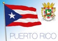 Puerto Rico official national flag and coat of arms, US Royalty Free Stock Photo