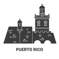 Puerto Rico travel landmark vector illustration