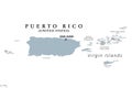 Puerto Rico and Virgin Islands, gray political map