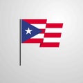 Puerto Rico waving Flag design vector background Royalty Free Stock Photo