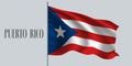 Puerto Rico waving flag on flagpole vector illustration Royalty Free Stock Photo