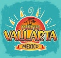 Puerto Vallarta Mexico - vector icon, emblem design Royalty Free Stock Photo