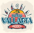 Puerto Vallarta Mexico - vector icon, emblem design Royalty Free Stock Photo