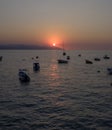 Puerto Vallarta sunset and fishing boats Mexico Royalty Free Stock Photo